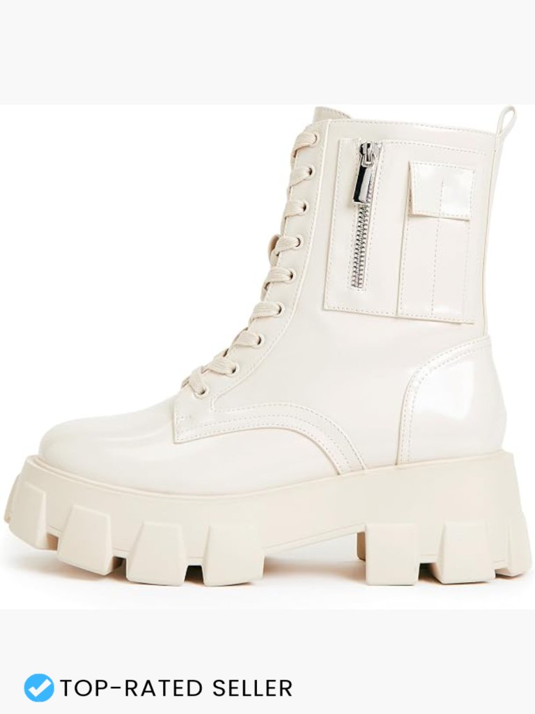 Combat Lace-Up Ankle Boots Chunky Platform Zip Closure Fall Fashion Bootie